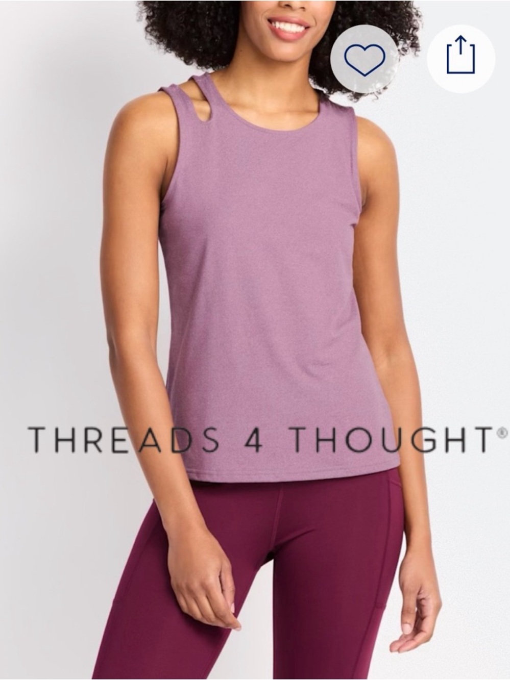 👚🩵🌺Threads 4 Thought Reactive Mauve Tank Top – Size Small Sustainable Activewear